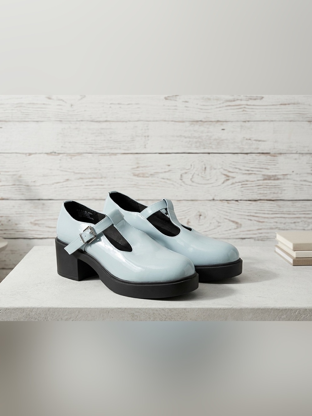 ASOS Design Stealth Mary Jane Platform Mid Block Heel Chunky in Blue T Strap 7